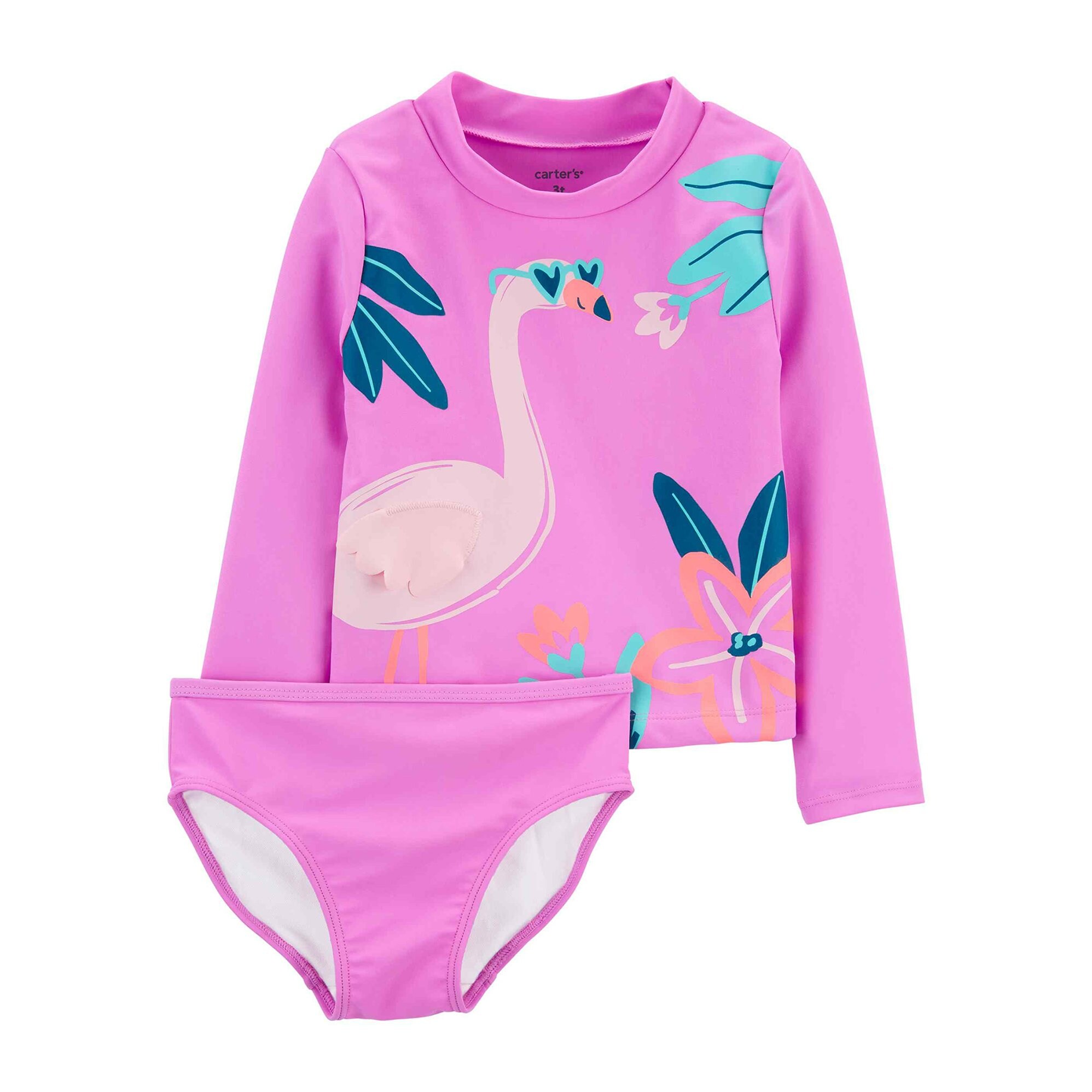 Conjunto Banho Rosa Flamingo Manga Longa Menina Carters