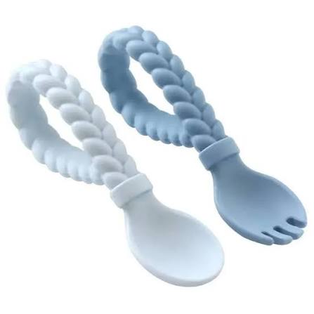 Garfo e Colher Silicone Azul Itzy