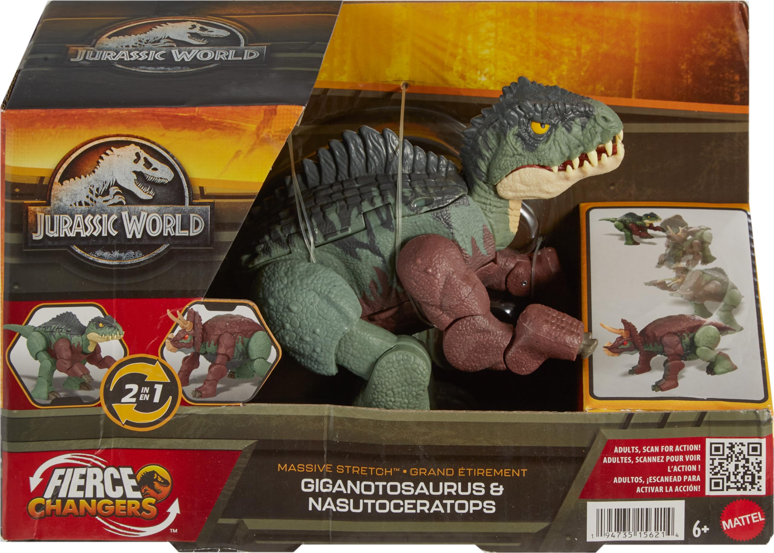 Mattel Jurássic World Fierce Changers 2 em 1