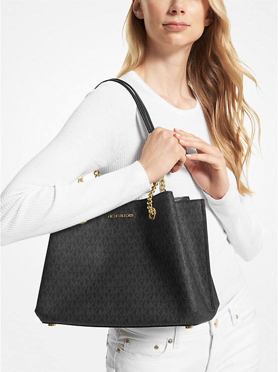 Bolsa Teagan de Ombro Large Preta Monograma Mk