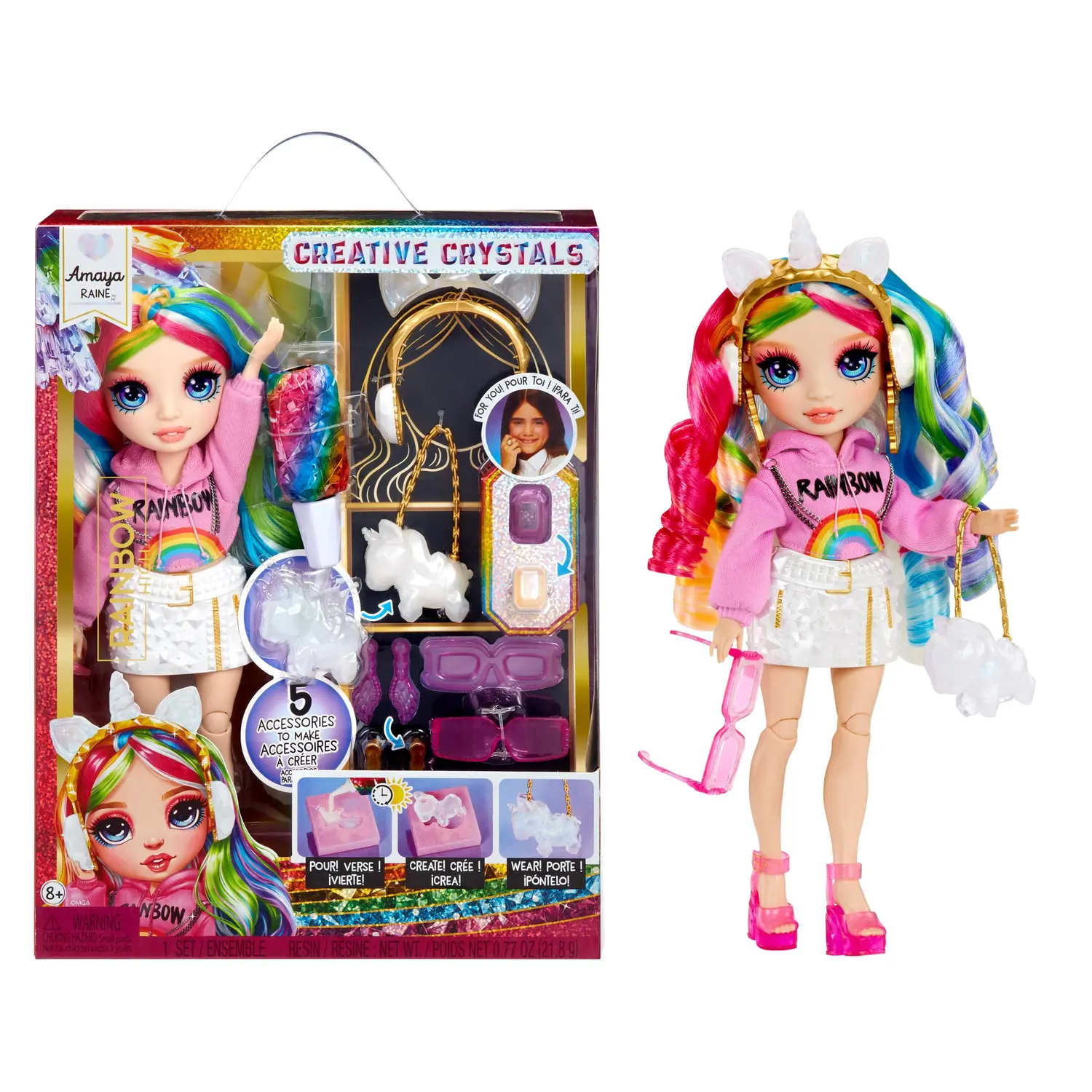 Boneca Rainbow Creative Crystals Amaya