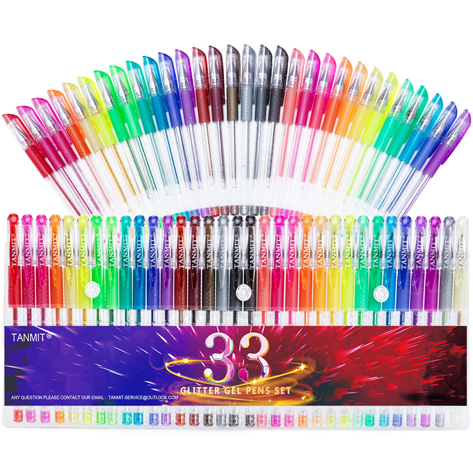33 Canetas Gel Glitter Tanmit
