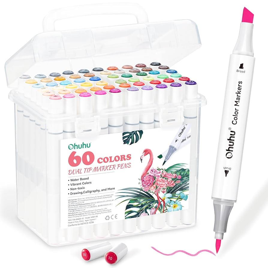 60 Canetinhas Dual Tip Ohuhu
