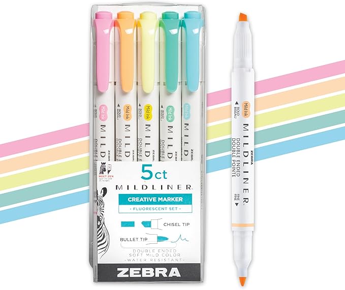 5 Canetinhas Mildliner Zebra