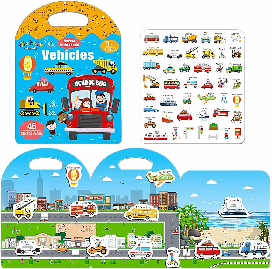 Reusable Sticker Book Igetooy Veiculos
