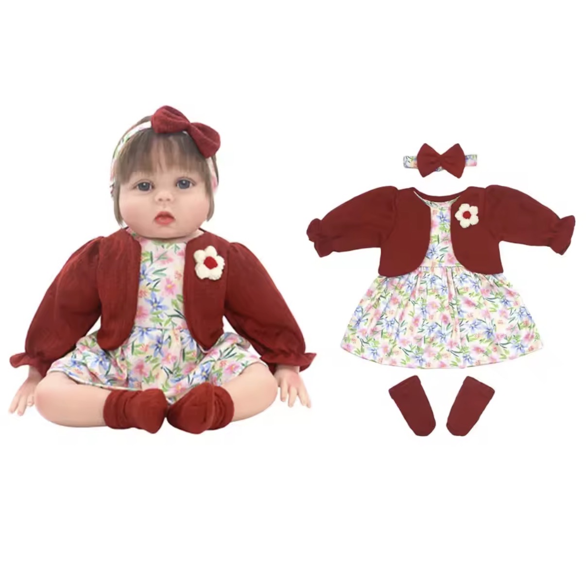 Roupa Bebe Reborn Cardiga Vermelho