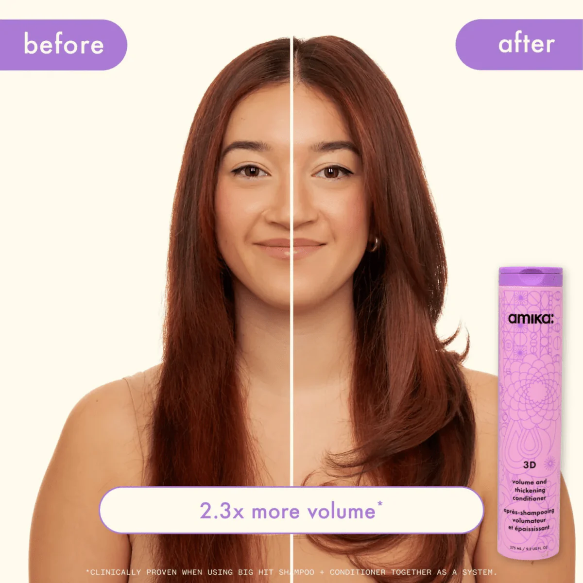 Volume And Thickening Conditioner 3d Amika 275ml