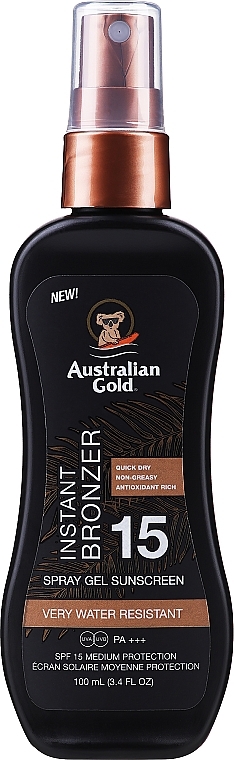 Spray Gel Sunscreen Instant Bronzer 15 Australian Gold 89ml