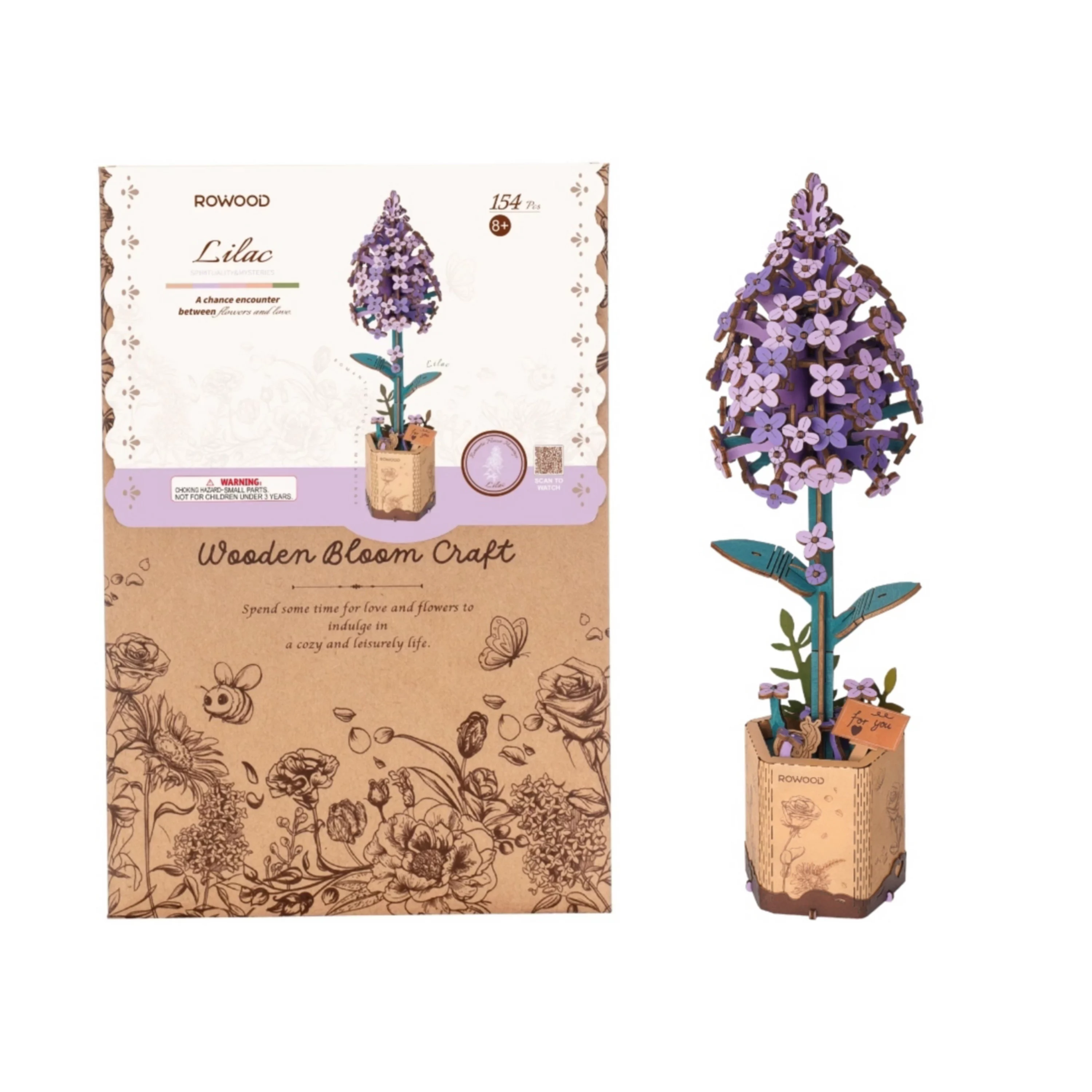 Wooden Bloom Craft Lilac 154pcs