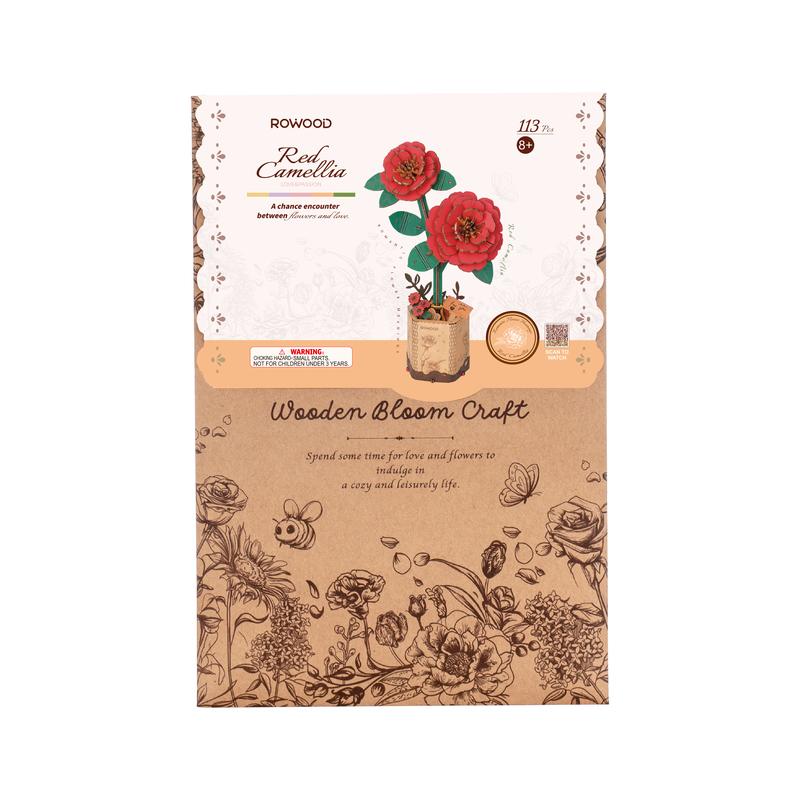 Wooden Bloom Craft Red Camellia 113pcs