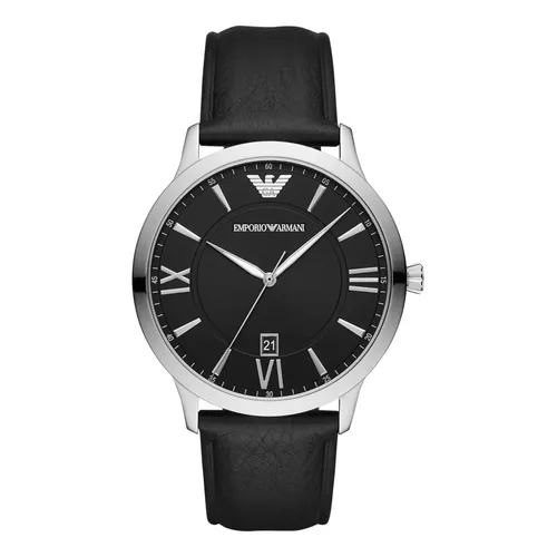 Relogio Masc Emporio Armani Couro Preto