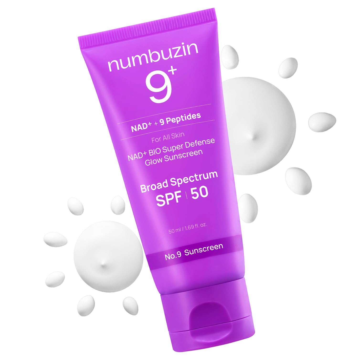 Glow Sunscreen Nad+ +9 Peptides SPF50 Numbuzin 50ml